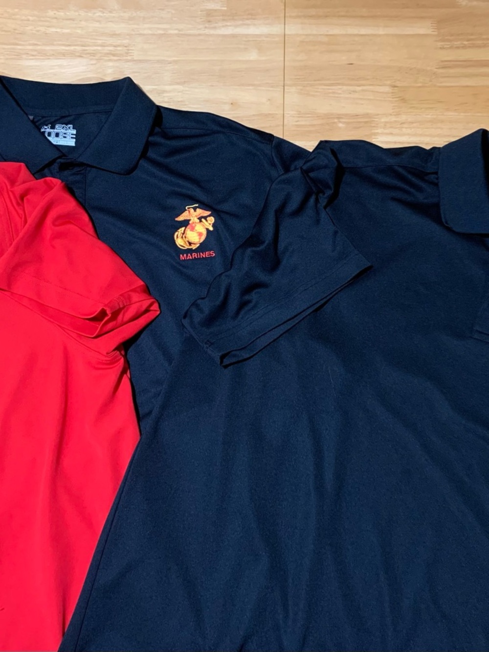 Bundle of Three Under Armour Men's Polo with Marines Embroidery - Black & Red